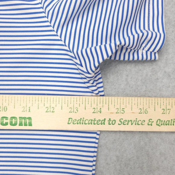 Nike Dri-Fit Polo Golfr Shirt Men's XL Blue White Stiped Standard Fit Polyester‎ - Picture 10 of 12